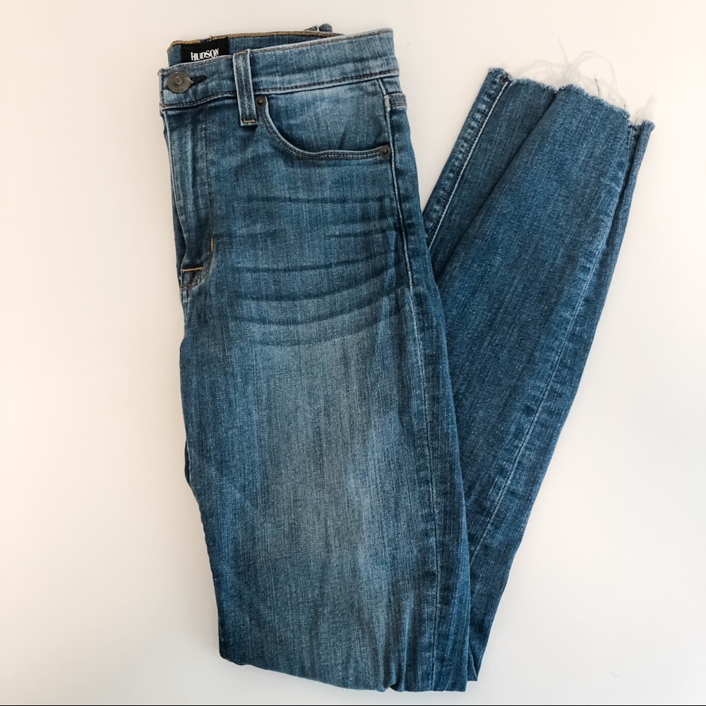 Hudson High Rise Blair Super Skinny Ripped Jeans